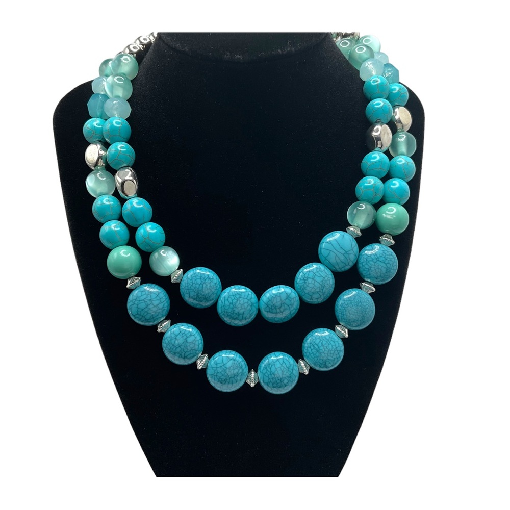 Silver & Turquoise-Colored Necklace